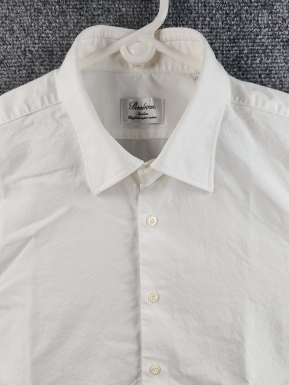 Stenstroms Slimline 16 Point Twofold Super Cotton White Button Up Solid Shirt